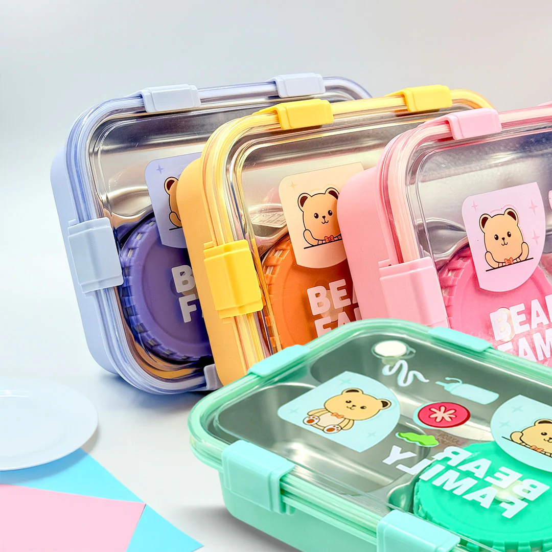 3-Compartment Stainless Steel Thermal Lunchbox - 950ml - Image 7