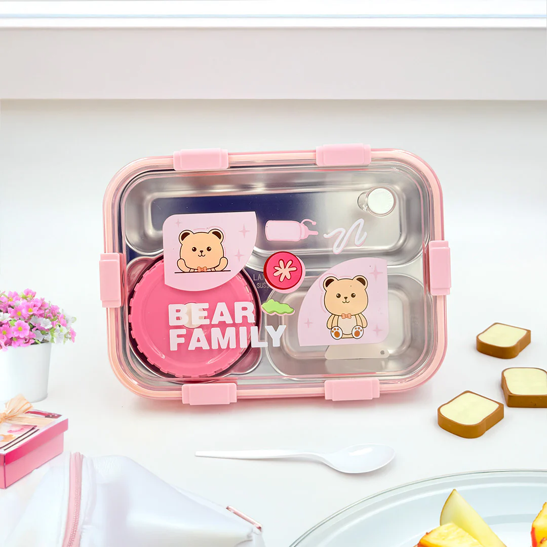 3-Compartment Stainless Steel Thermal Lunchbox - 950ml - Image 9
