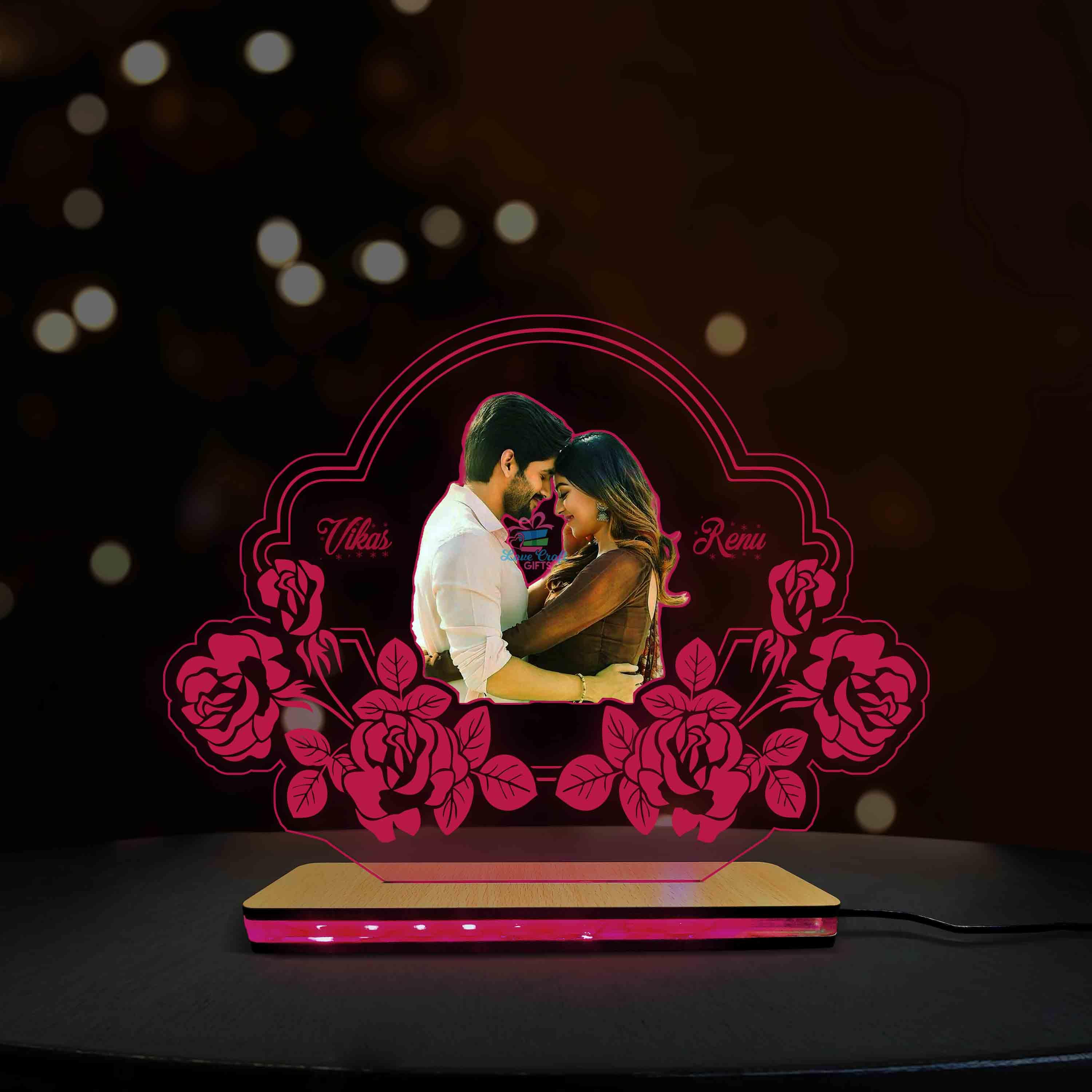 3D Acrylic Multi-Led Table Lamp For Love Partners - Image 3