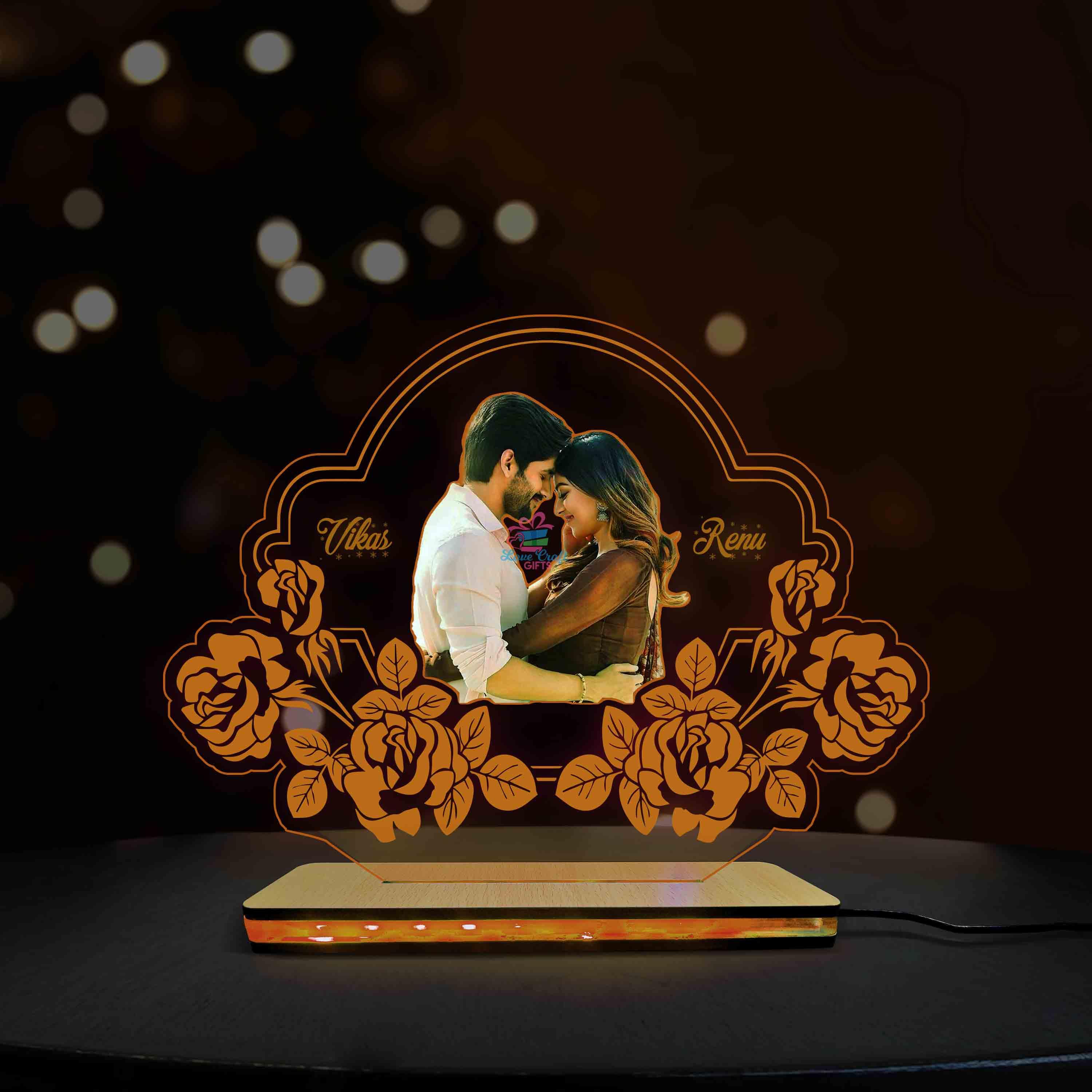 3D Acrylic Multi-Led Table Lamp For Love Partners - Image 4