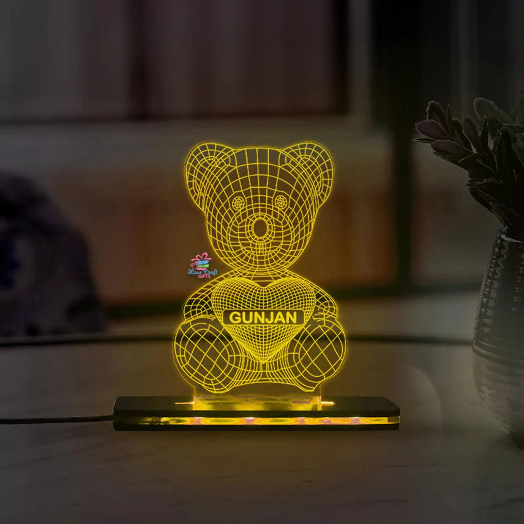 3d Acrylic Teddy Name LED Lamp - Image 3