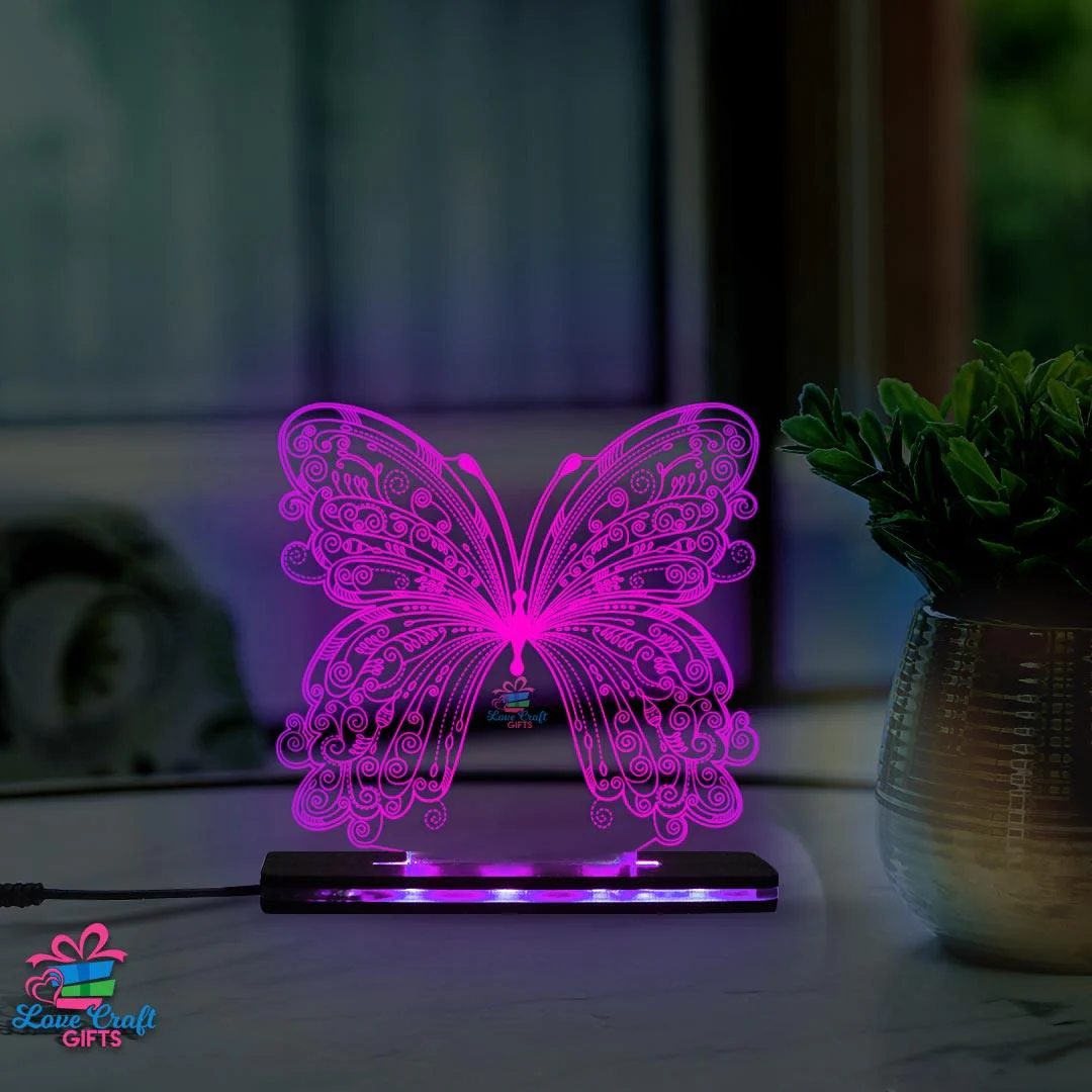 3d Acrylic Multi-Colored Butterfly LED Lamp - Image 3