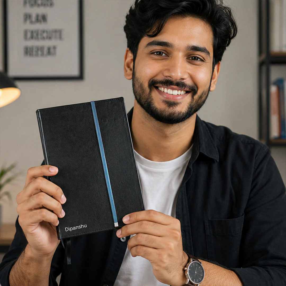 A5 Woven Vegan Leather Diary – Personalized Name Printing - Image 5
