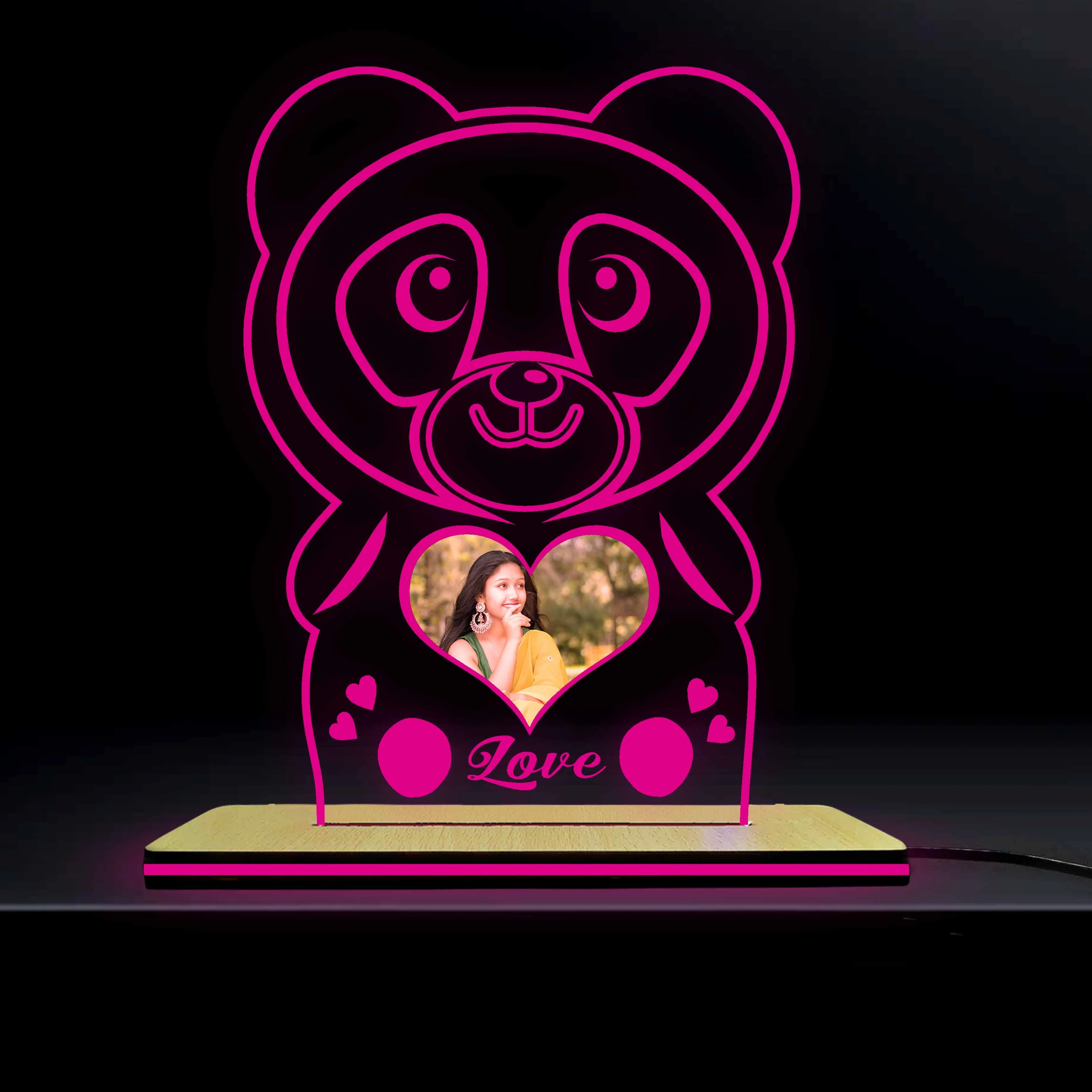 Acrylic Glowing Panda Lamp with Photo & Text - Image 11