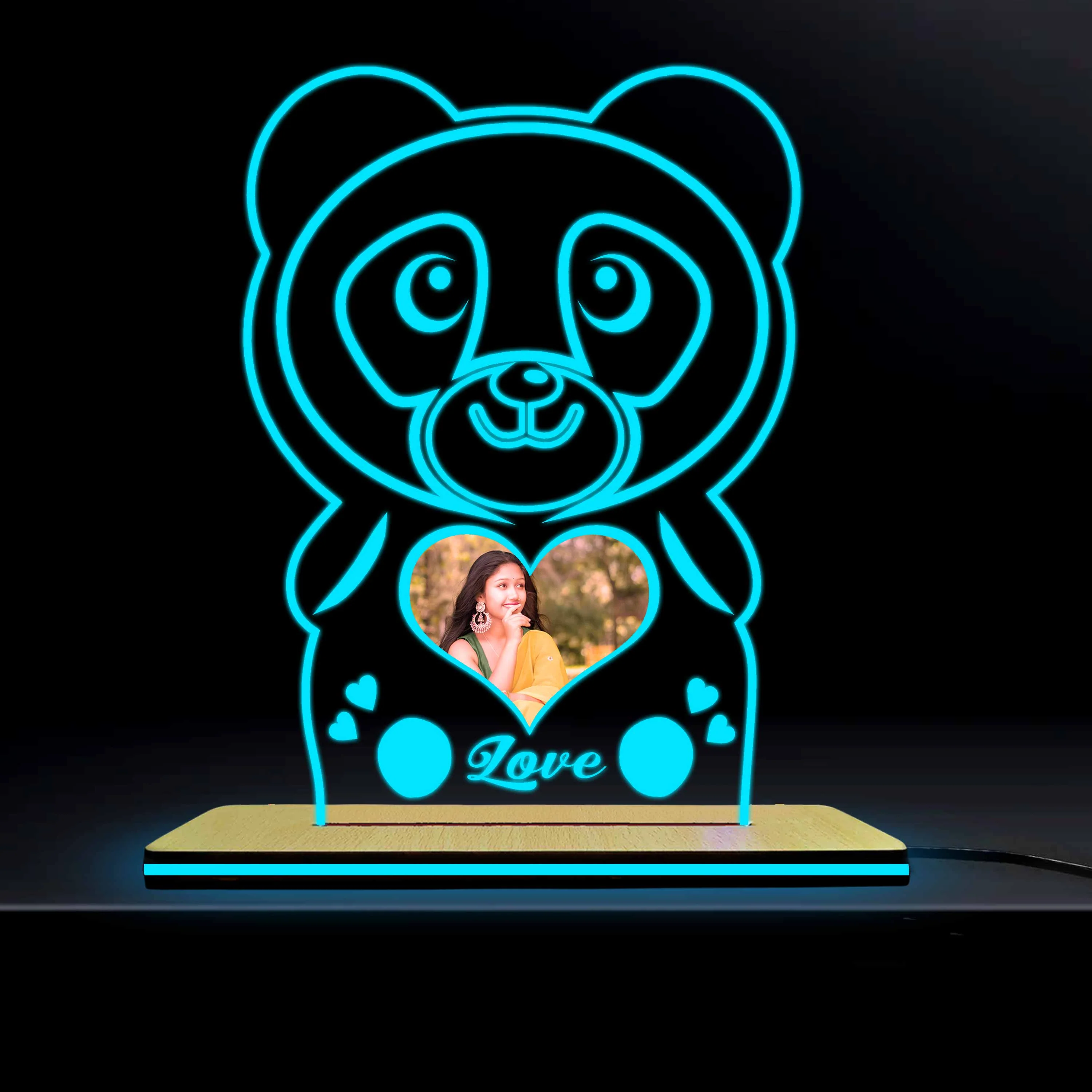 Acrylic Glowing Panda Lamp with Photo & Text - Image 9