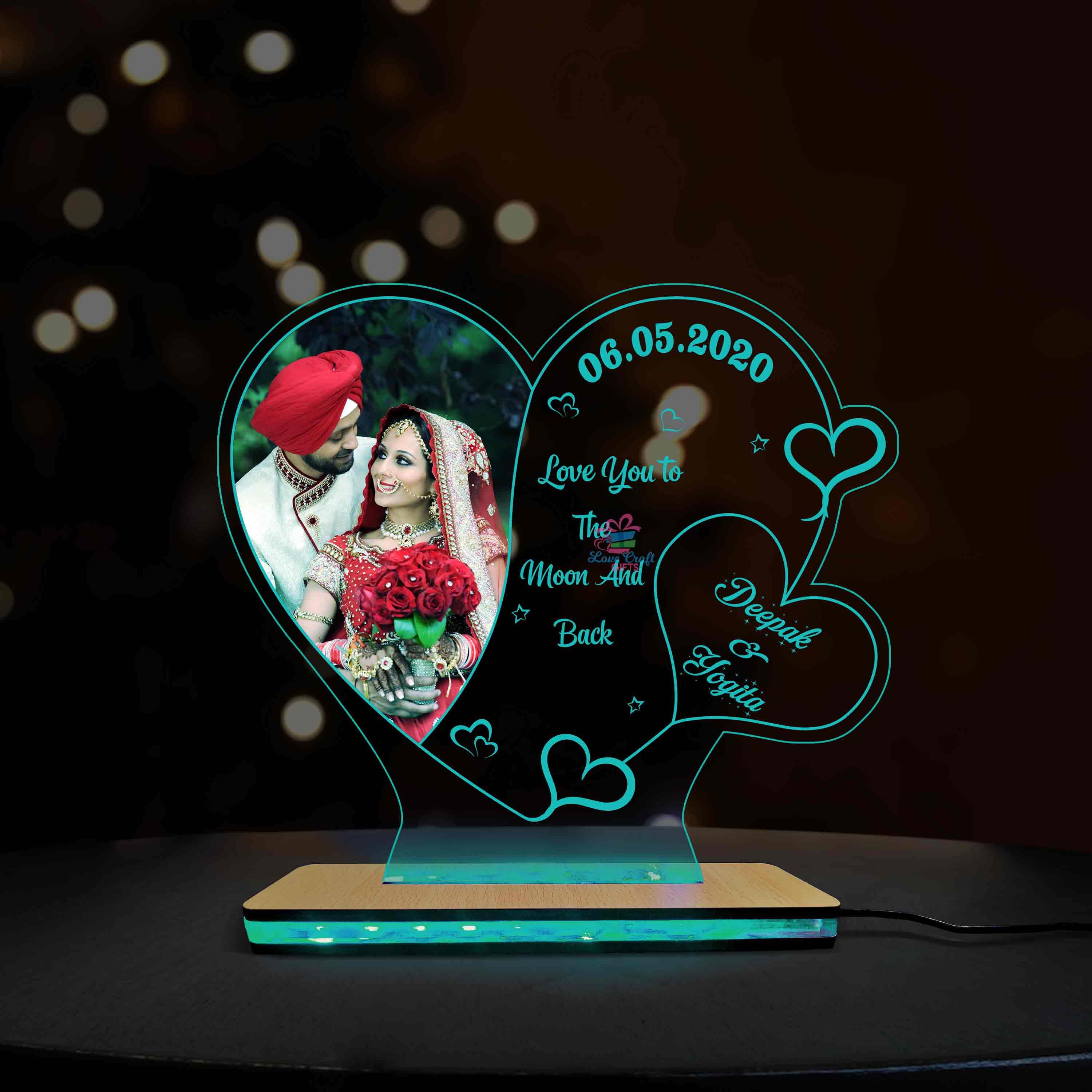 Acrylic Heart Multi-Led Table Lamp - Image 2