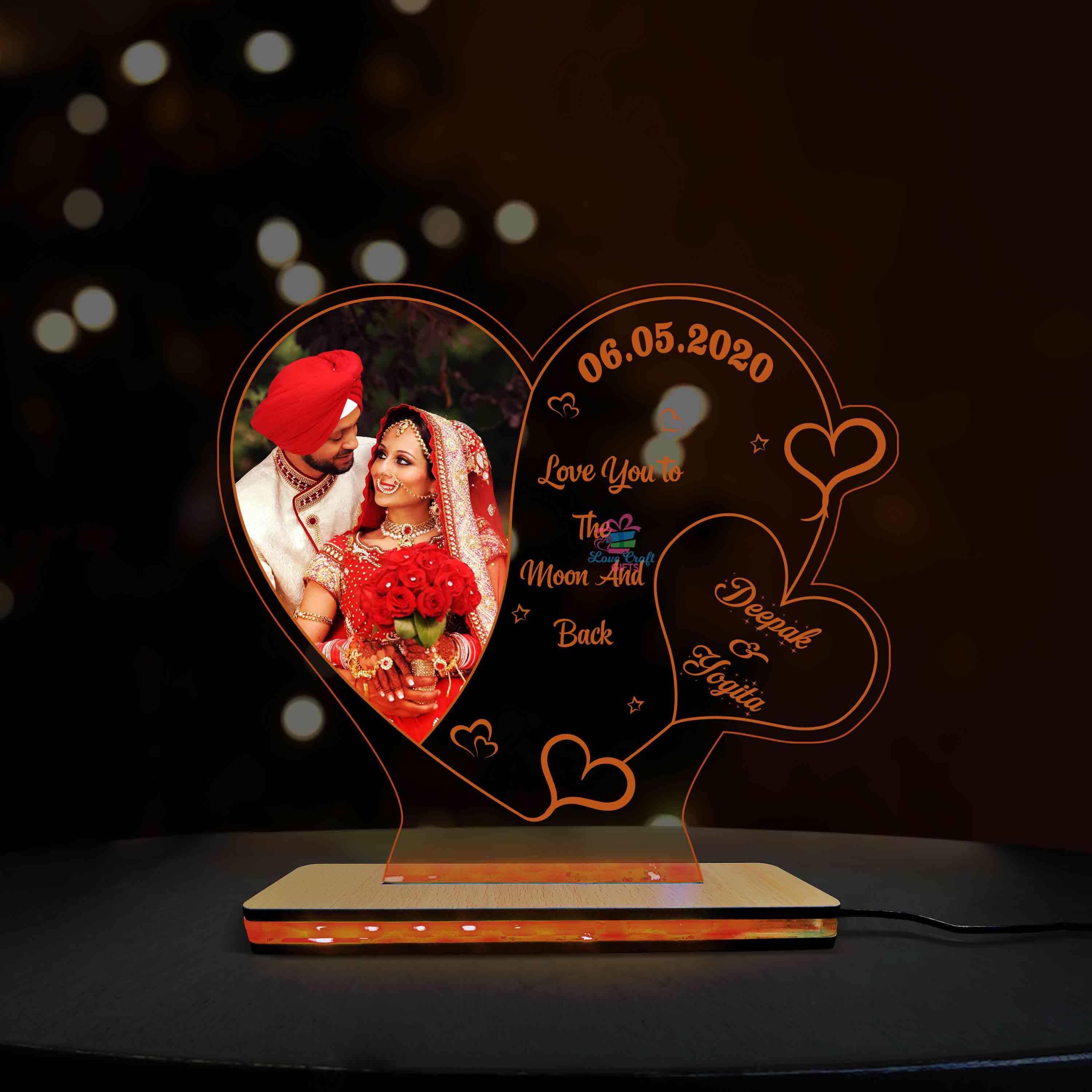 Acrylic Heart Multi-Led Table Lamp - Image 3