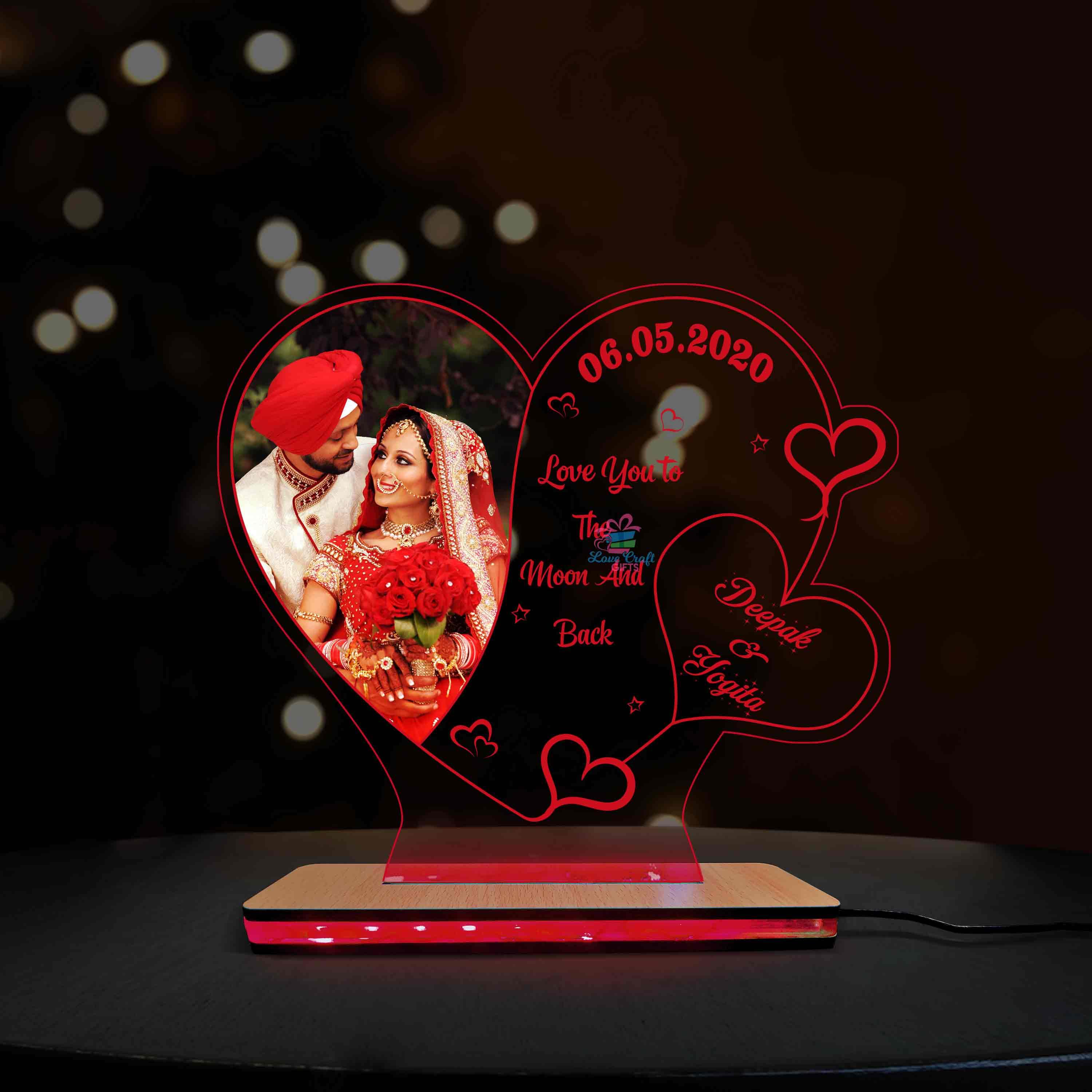 Acrylic Heart Multi-Led Table Lamp - Image 4