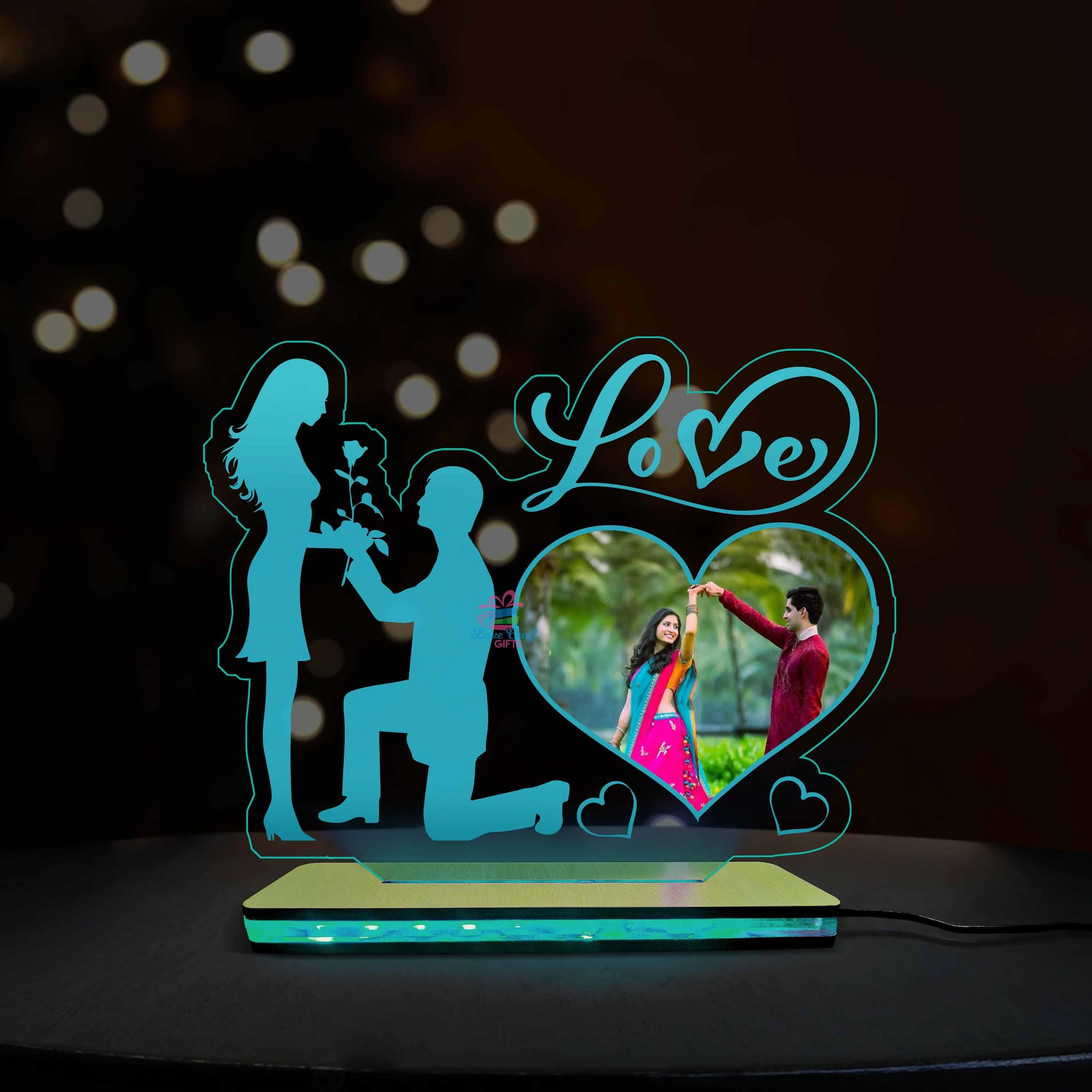 3D Acrylic Love Heart Multi-Led Table Lamp - Image 2