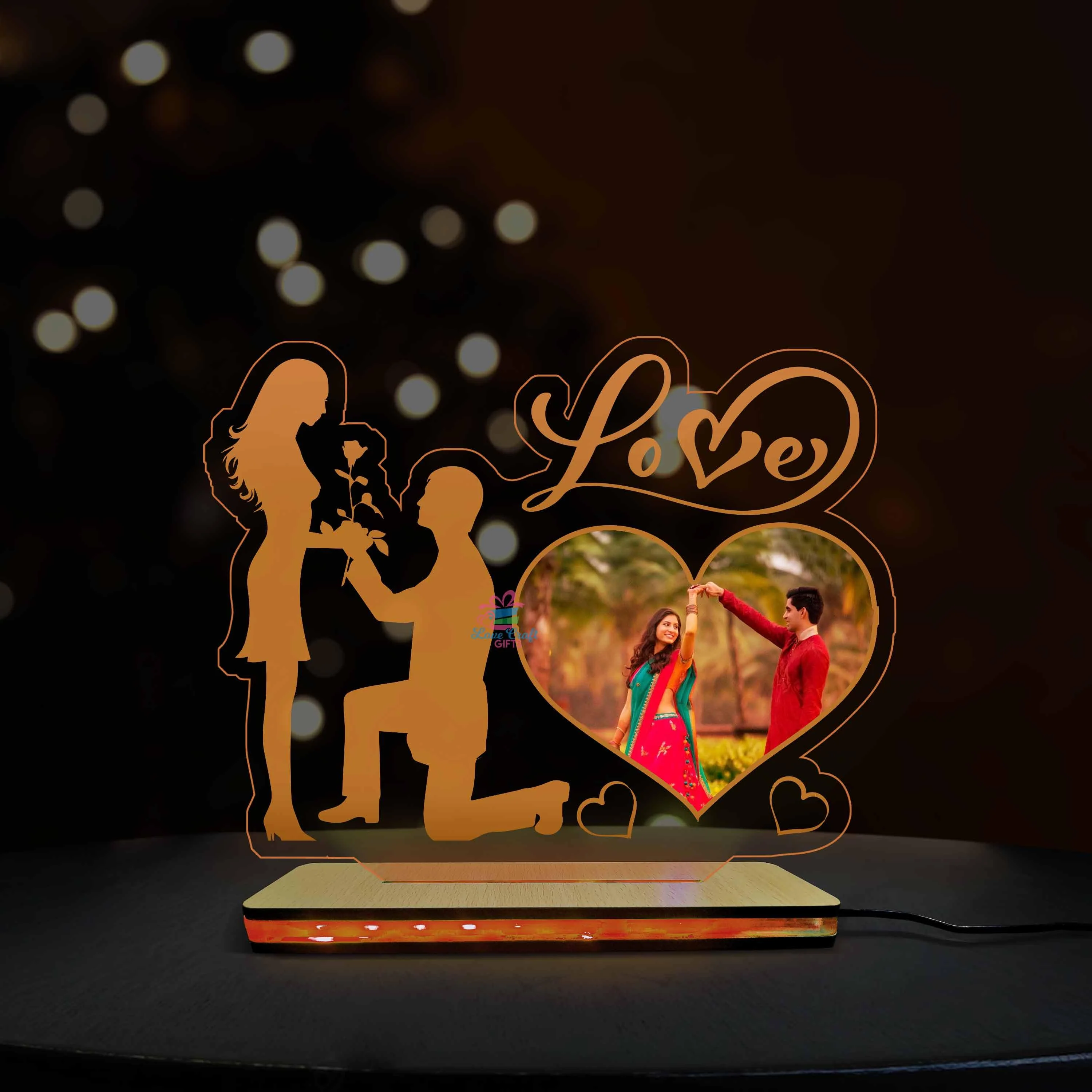 3D Acrylic Love Heart Multi-Led Table Lamp - Image 3