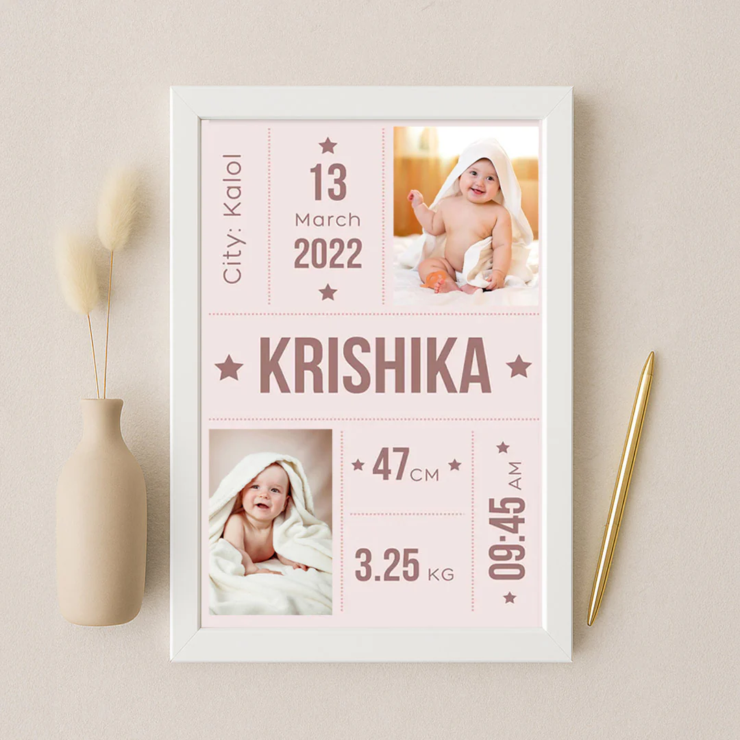 Adorable Personalized Baby Birth Stats Frame - Image 4