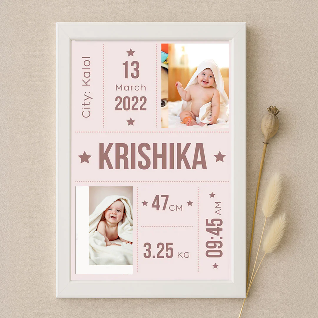 Adorable Personalized Baby Birth Stats Frame - Image 5