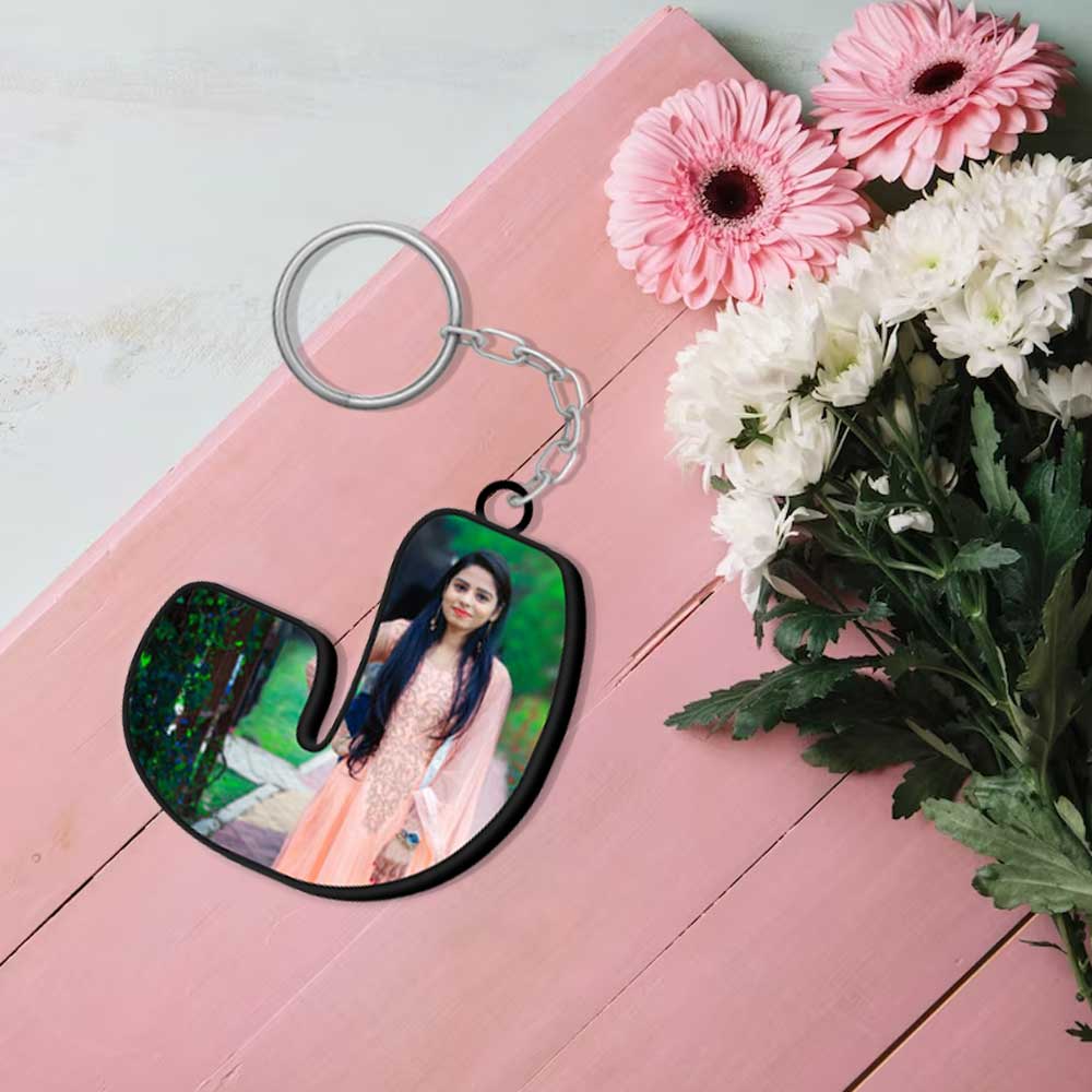 Alphabet Shape-Photo Printed Keychain - Image 10