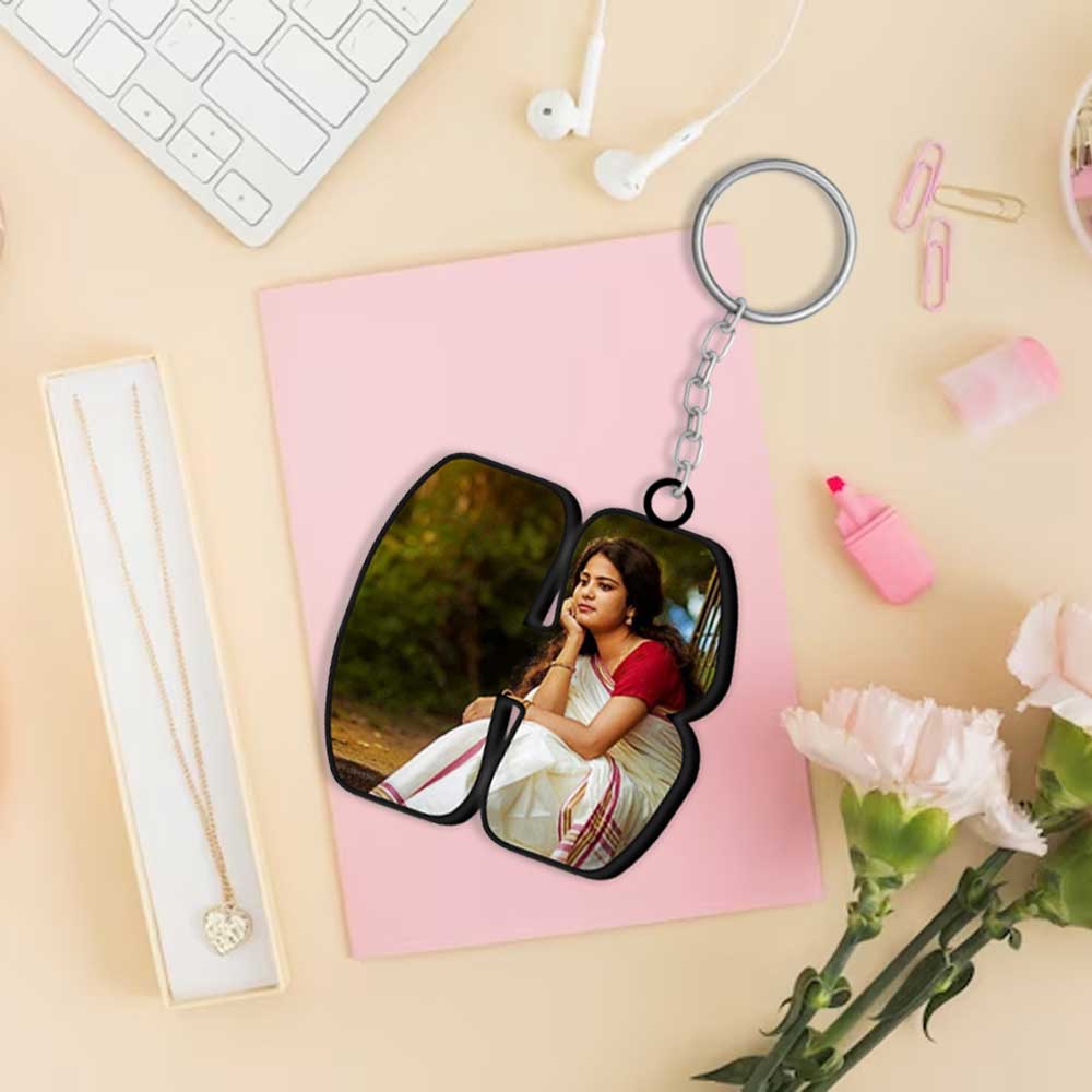 Alphabet Shape-Photo Printed Keychain - Image 11