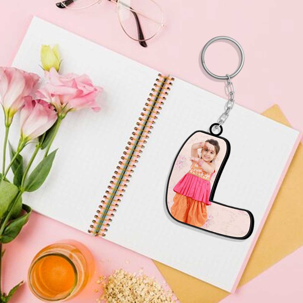 Alphabet Shape-Photo Printed Keychain - Image 12