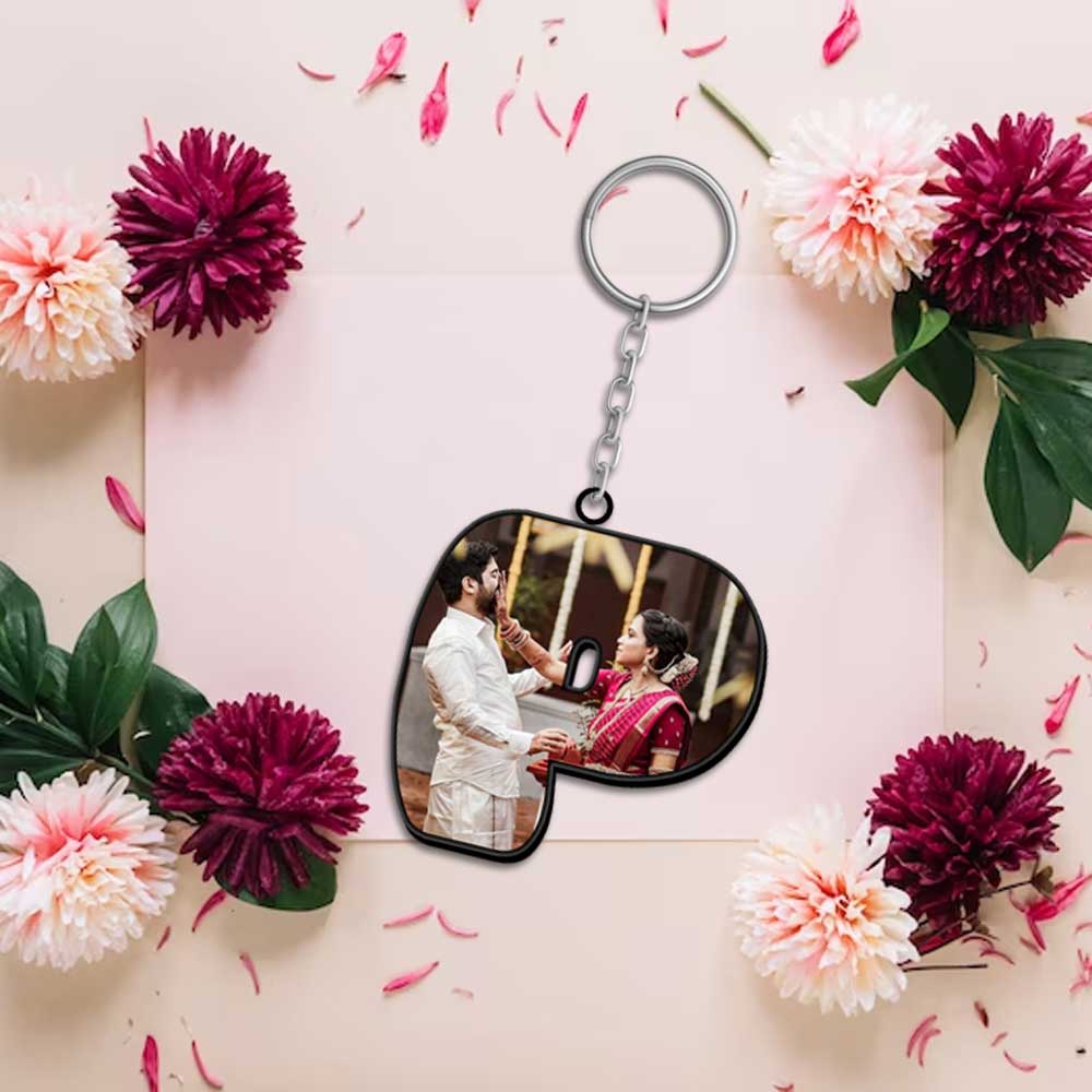 Alphabet Shape-Photo Printed Keychain - Image 16