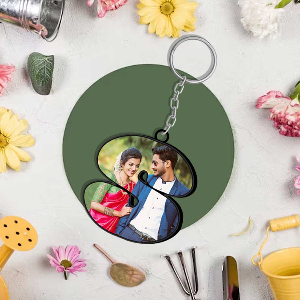 Alphabet Shape-Photo Printed Keychain - Image 35