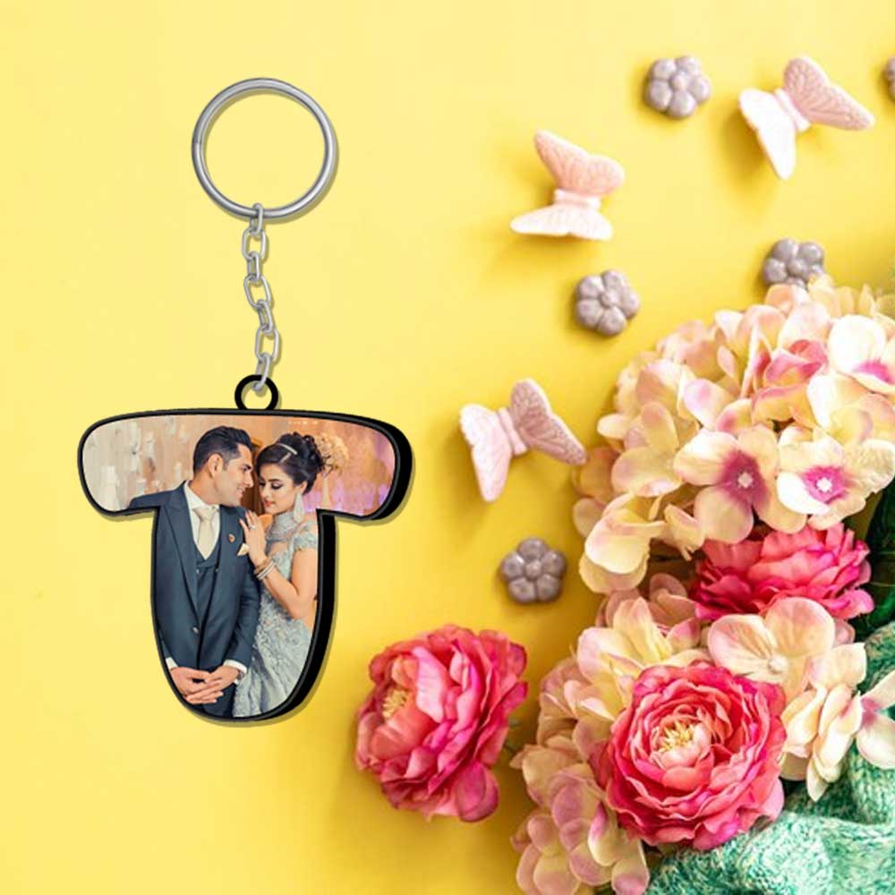 Alphabet Shape-Photo Printed Keychain - Image 36