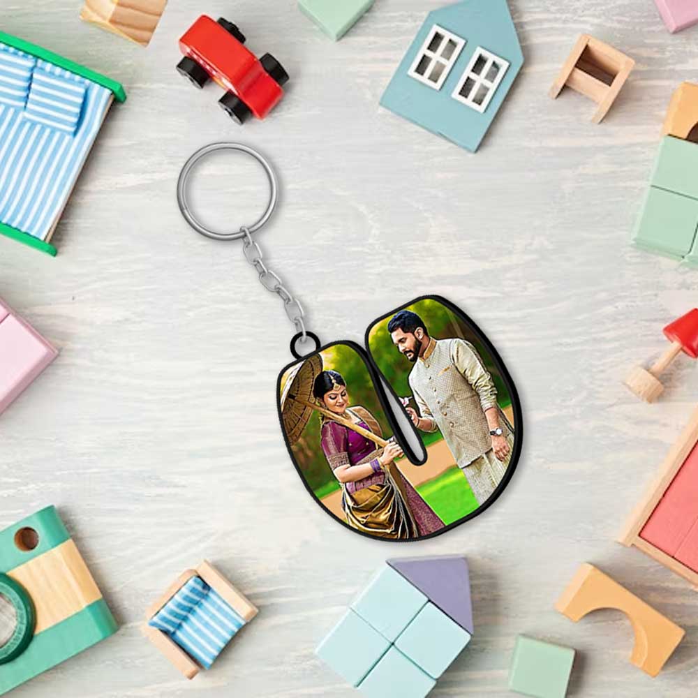 Alphabet Shape-Photo Printed Keychain - Image 37