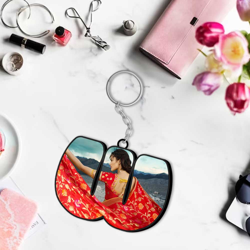 Alphabet Shape-Photo Printed Keychain - Image 39