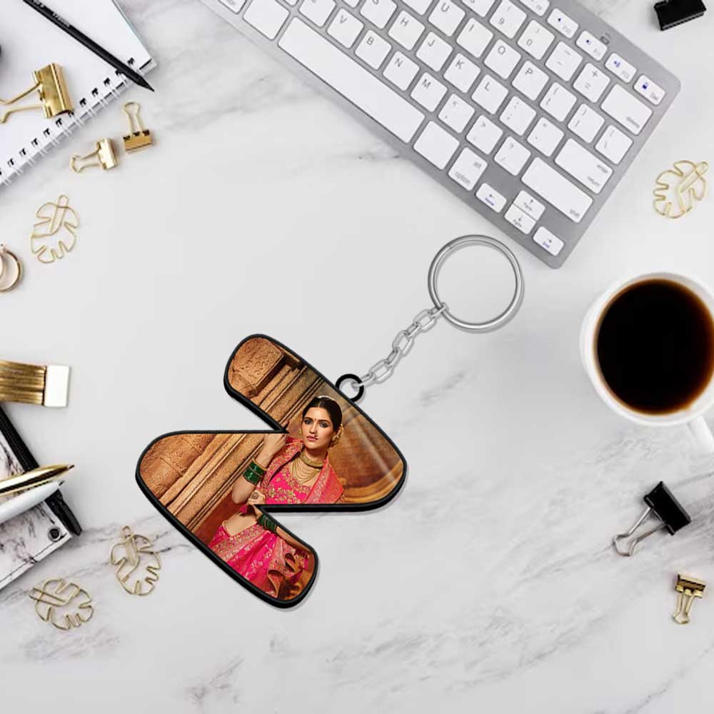 Alphabet Shape-Photo Printed Keychain - Image 42