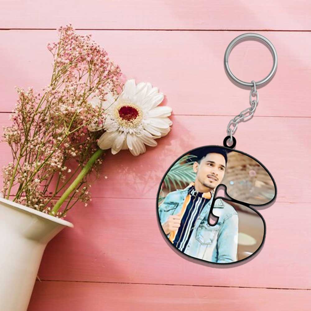 Alphabet Shape-Photo Printed Keychain - Image 7