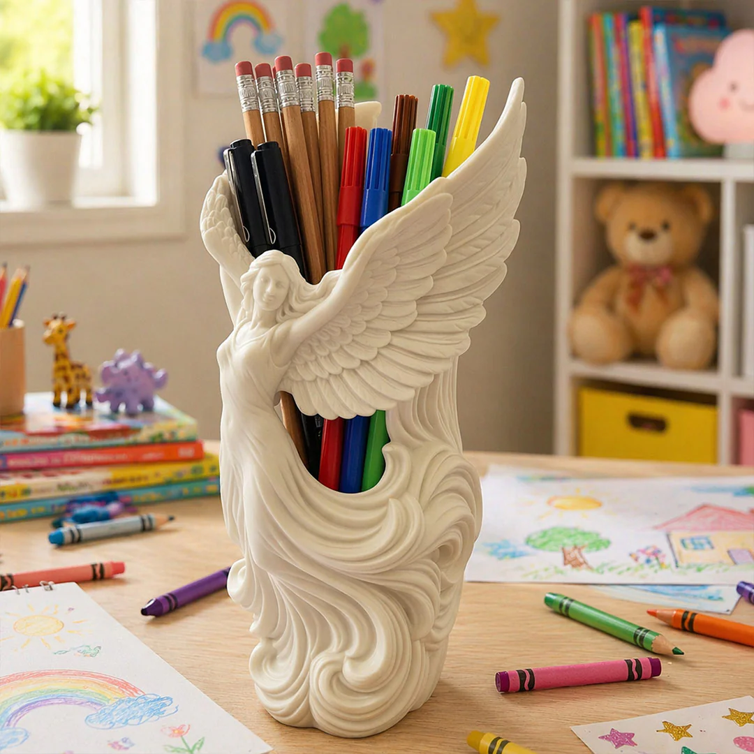 Angel Wings Design Pen Stand | Premium Decorative Desk Organizer