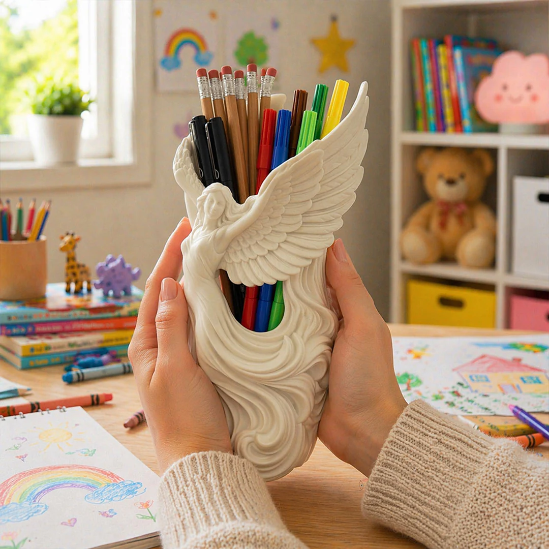 Angel Wings Design Pen Stand | Premium Decorative Desk Organizer - Image 4