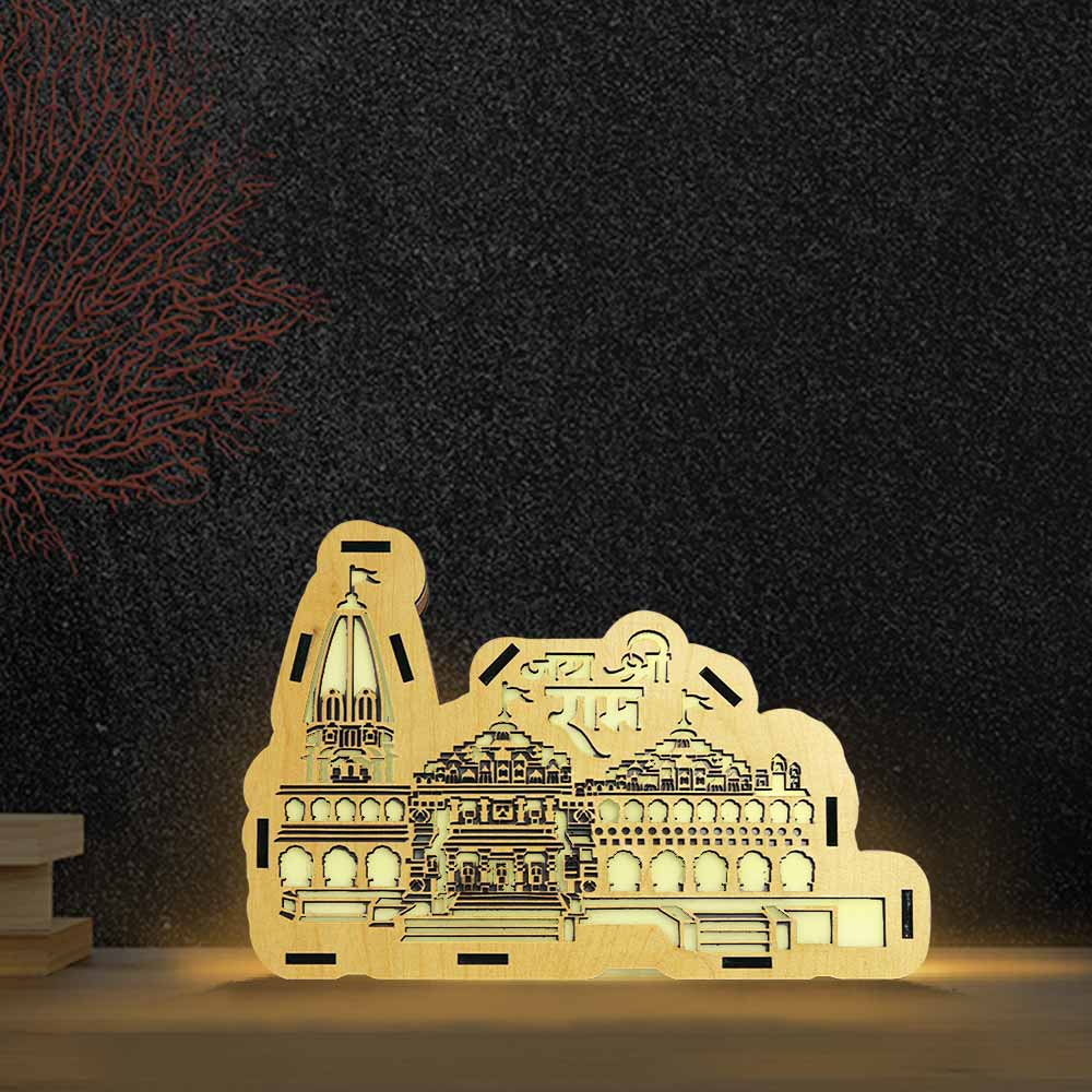 Ayodhya Ram Mandir Wooden Lamp-5x7" - Image 3