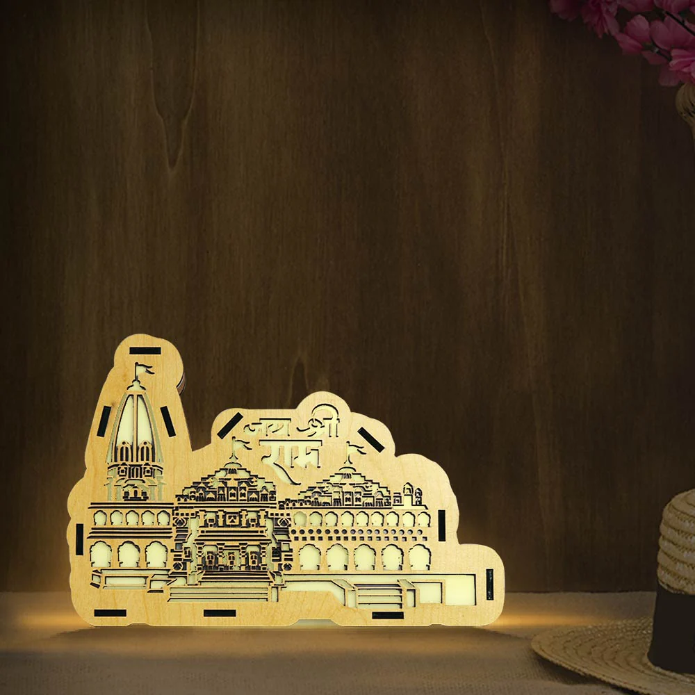 Ayodhya Ram Mandir Wooden Lamp-5x7" - Image 4