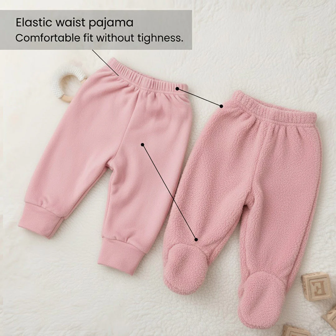 Baby Pink Winter Fleece Clothing Set – 4-in-1 - Image 3