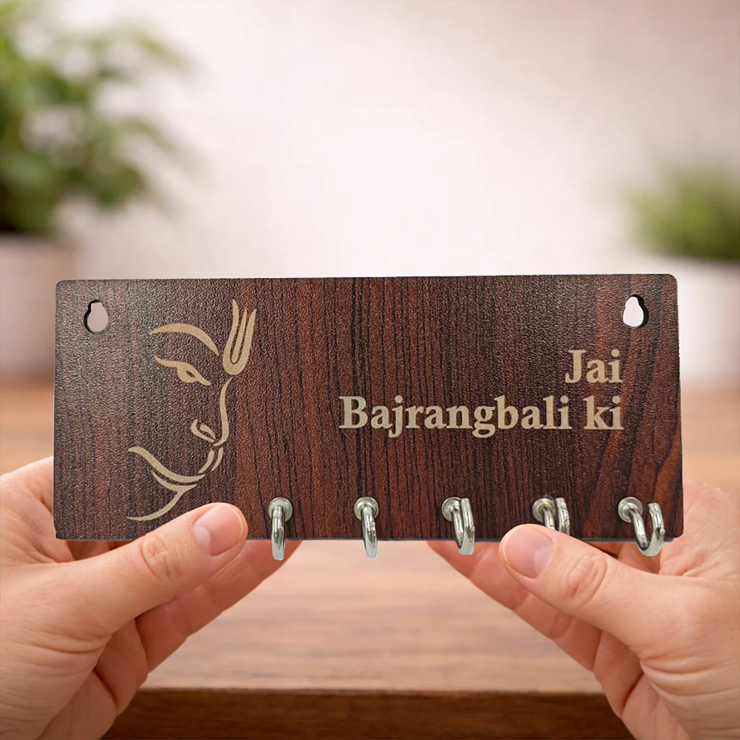 Bajrangbali Wooden Key Holder (6x2.5 Inch) - Image 5