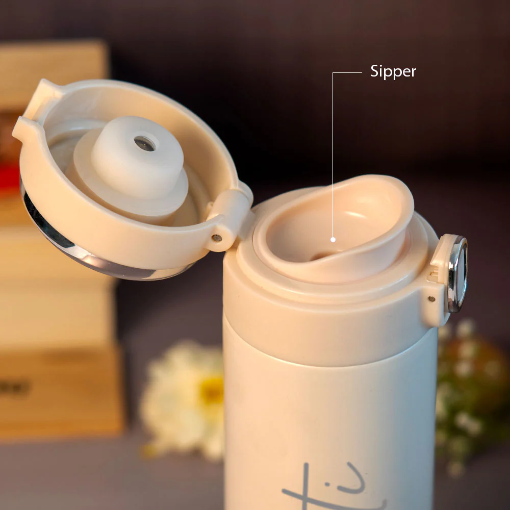 Customized Cream Smart Temperature Water Bottle - Image 3