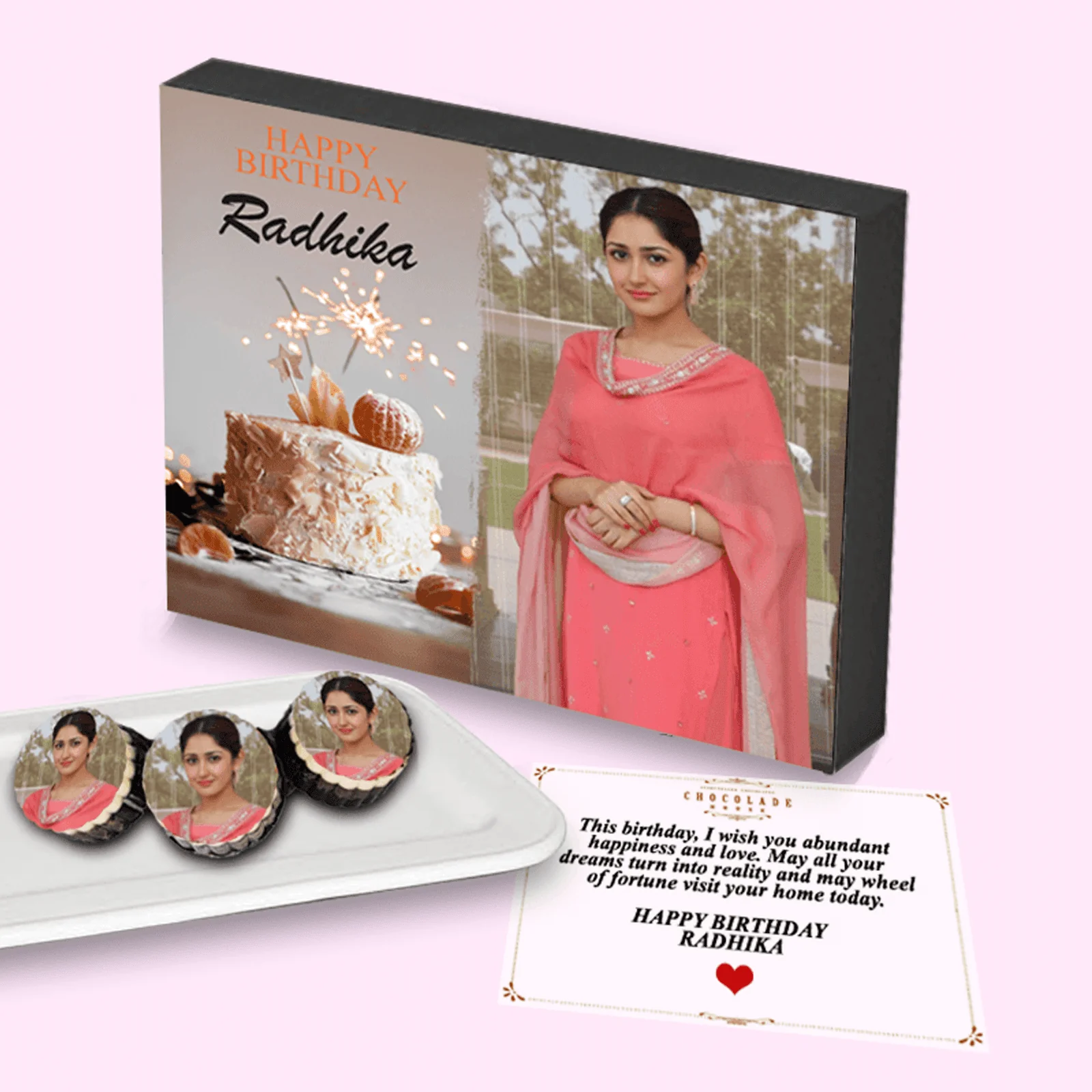 Birthday Special Cake Design Chocolate Wooden Gift Box - Image 2