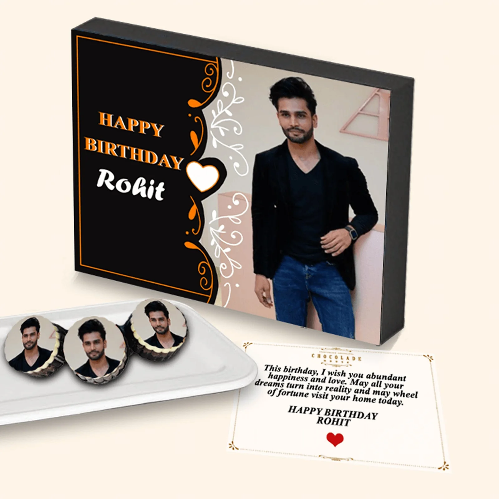 Birthday Special Traditional Design Chocolate Wooden Gift Box - Image 2