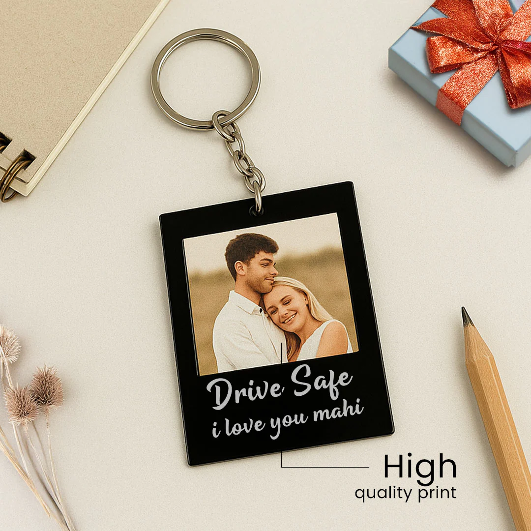 Black Acrylic Personalized Drive Safe Keychain - Image 3