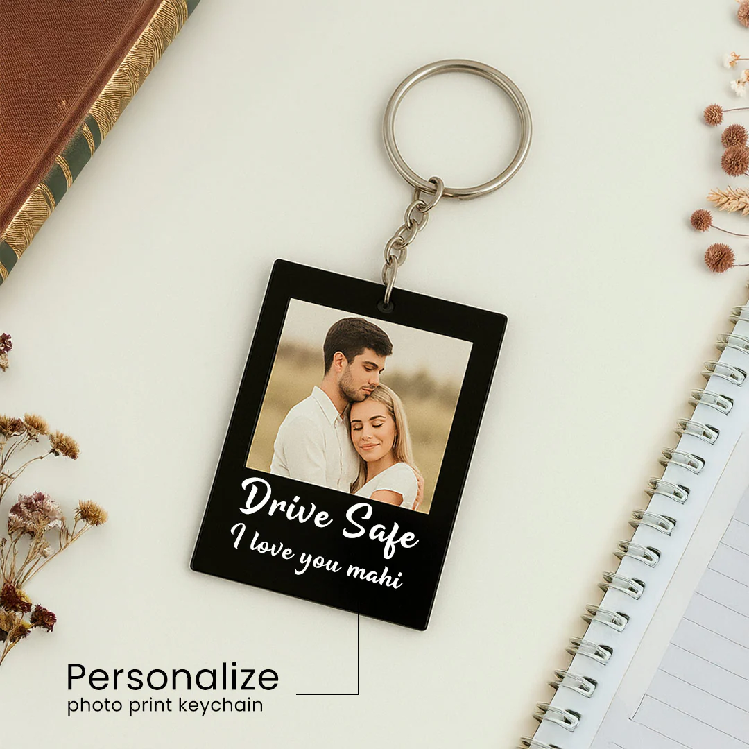 Black Acrylic Personalized Drive Safe Keychain - Image 5
