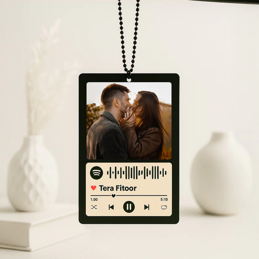 Black Acrylic Personalized Spotify Car Hanging Plaque-3x2.5" - Image 3
