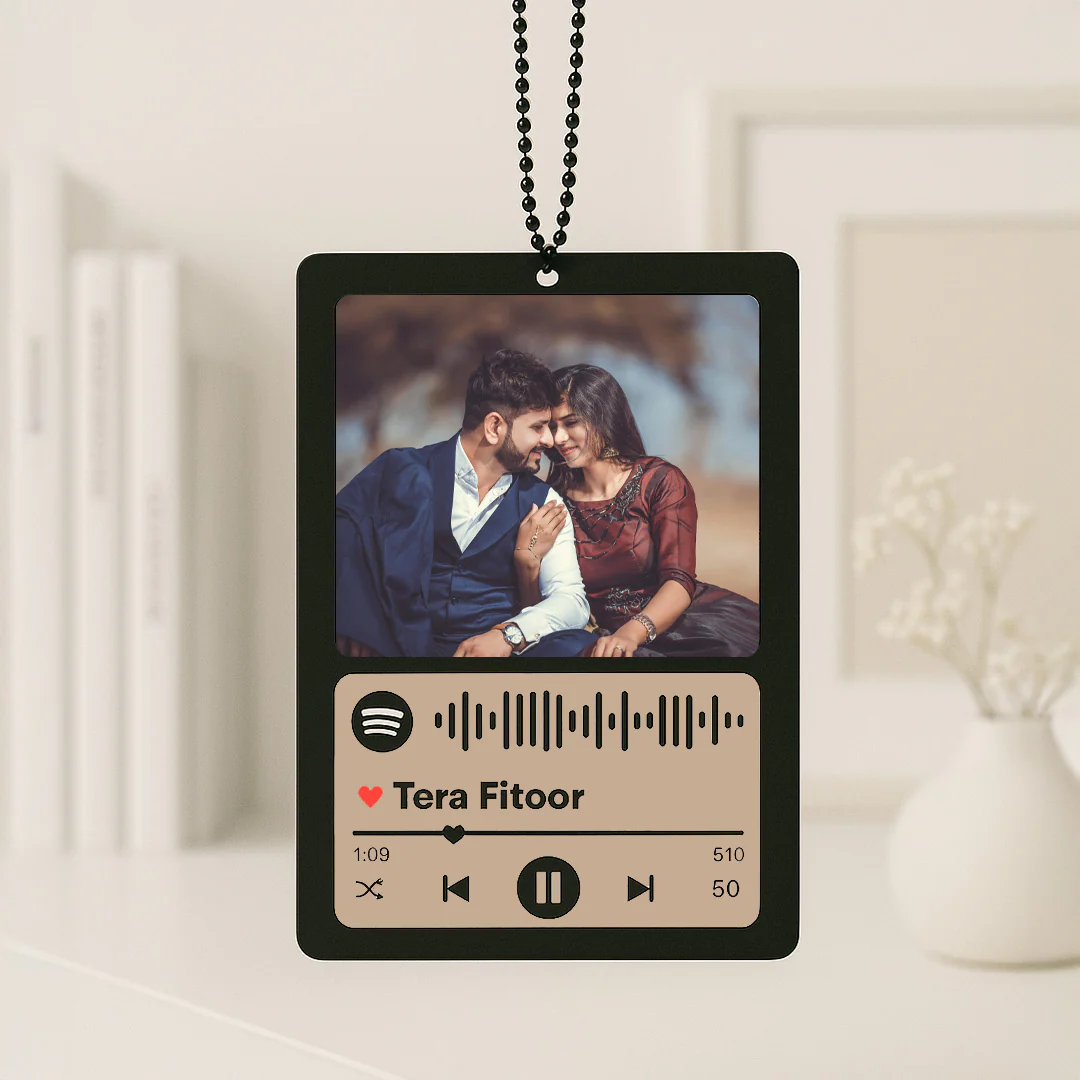 Black Acrylic Personalized Spotify Car Hanging Plaque-3x2.5" - Image 4