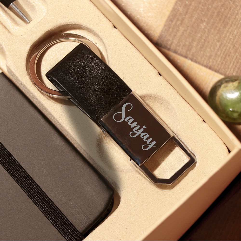 Black Diary, Bottle, Wallet, Pen, and Keychain Gift Set - Image 3