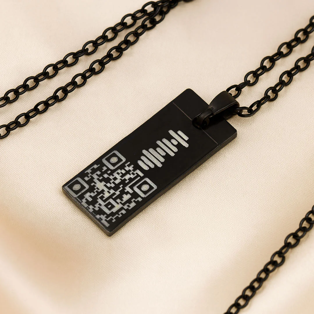 Black QR Code Pendant Necklace
