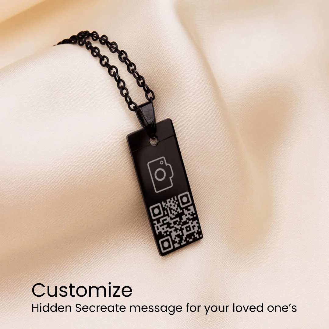 Black QR Code Pendant Necklace - Image 5