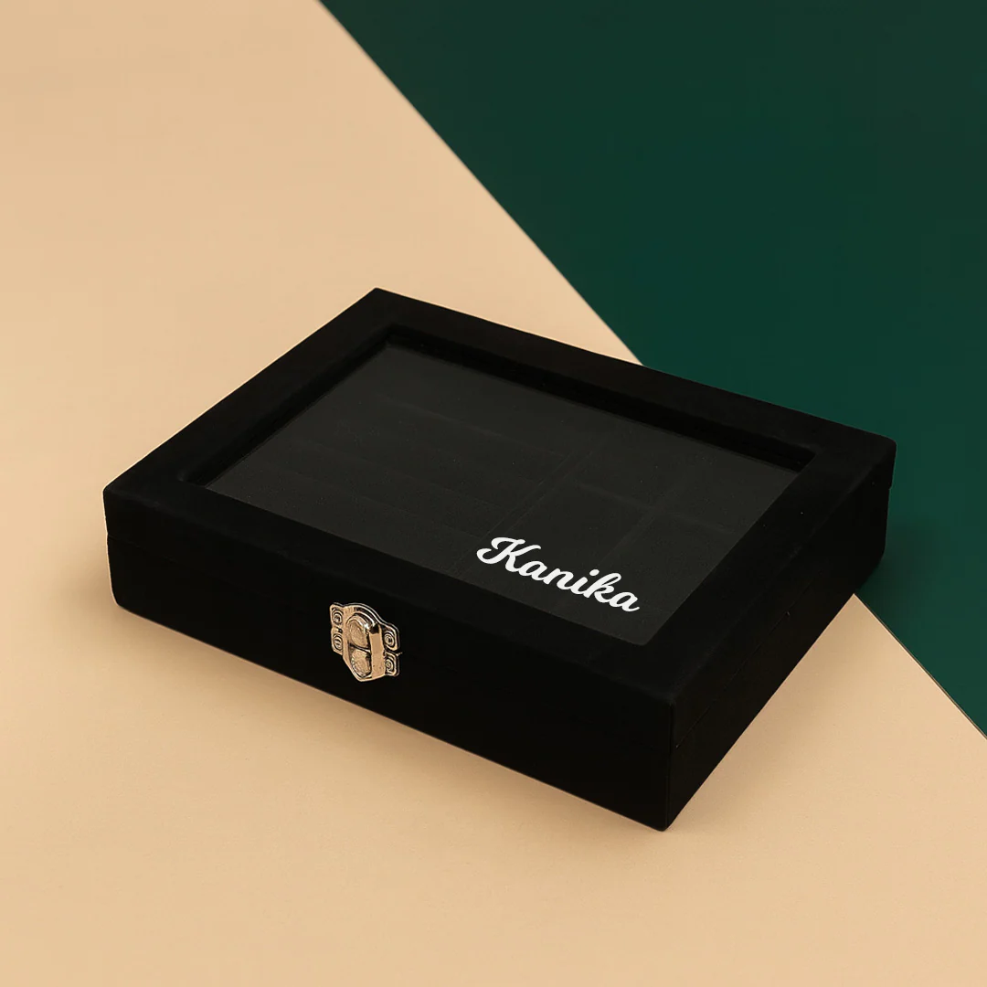Black Velvet Jewellery Organizer Box - Image 4