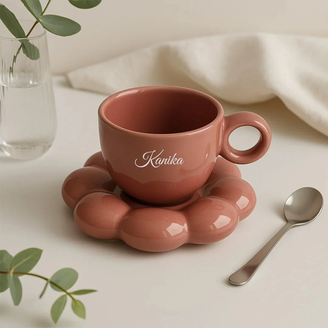 Bubble Base Ceramic Cup & Saucer Set - Image 5