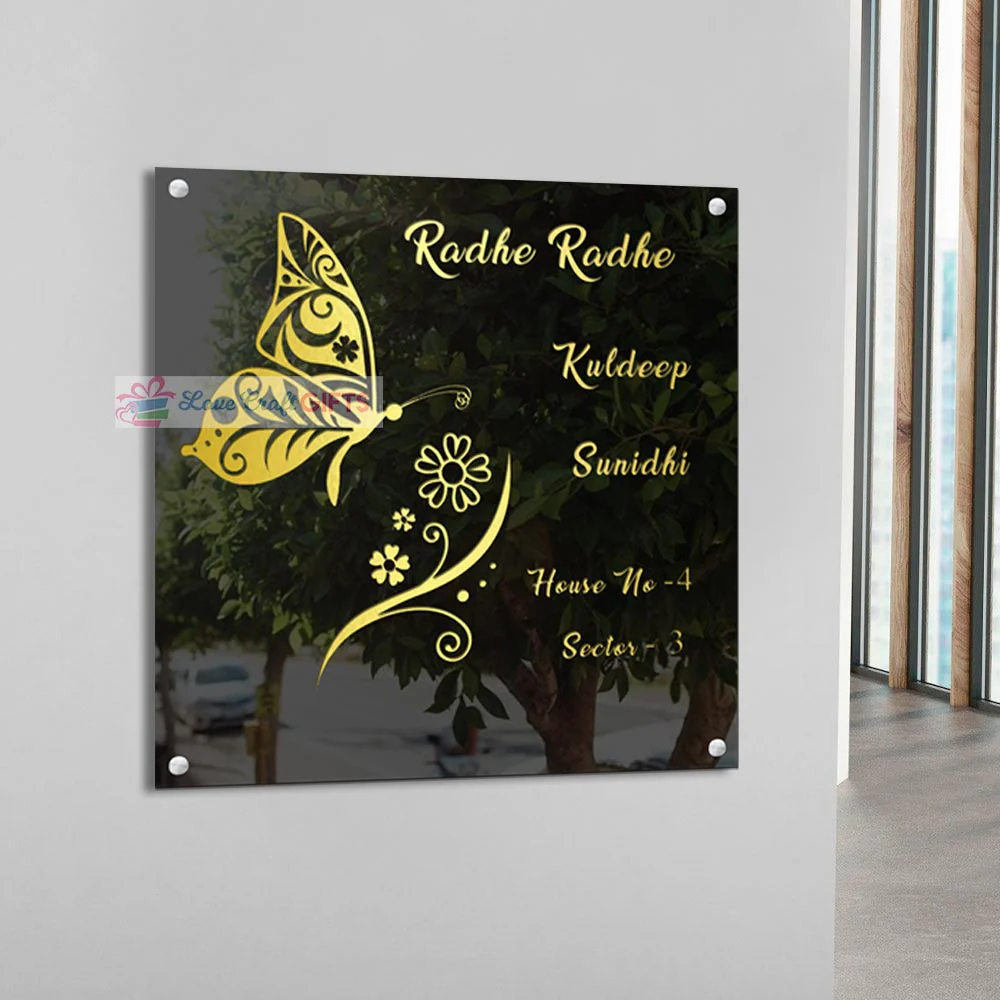 Butterfly Design Acrylic Home Name Plates-15x15" - Image 3