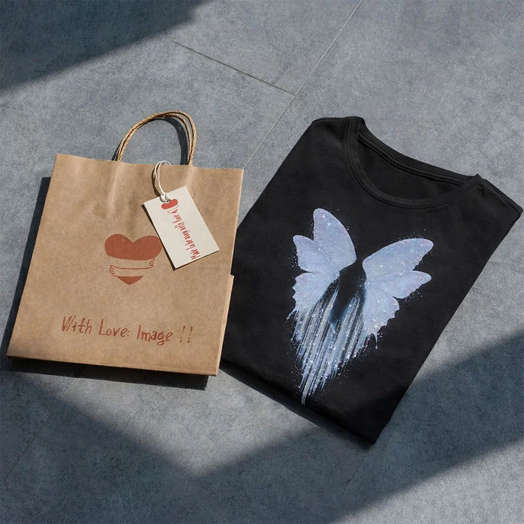 Butterfly Wings Graphic Print Black T-Shirt - Image 4