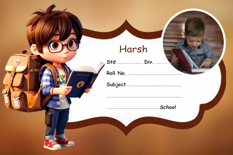 Cartoon Boy Personalised Notebook Name Slips|12x18" Sheet with 36 Labels