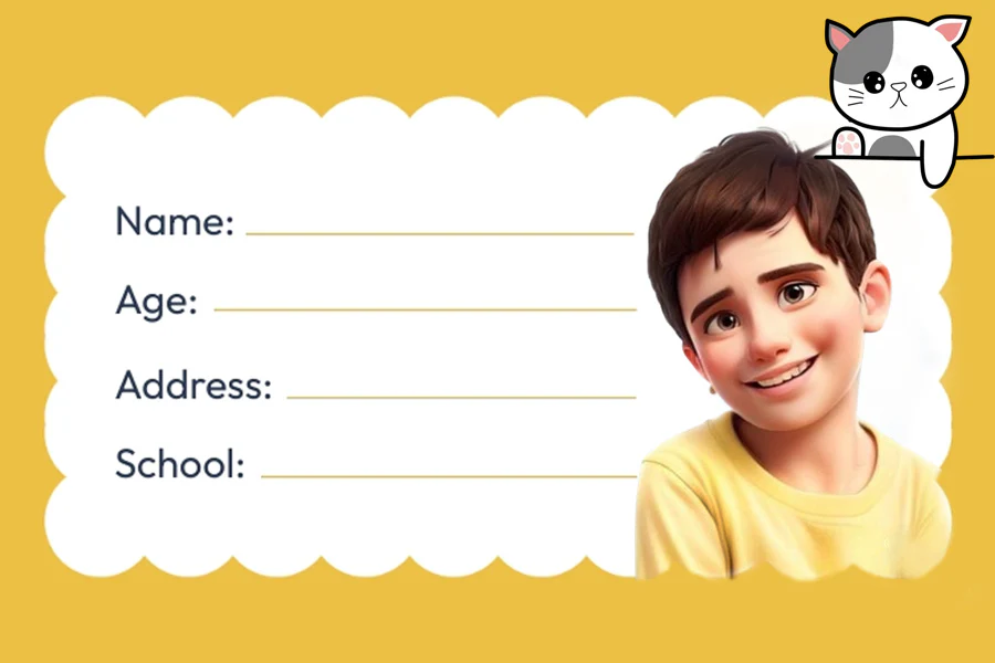 Cartoon Style Name Slip | 12x18" Sheet with 36 Labels - Image 2