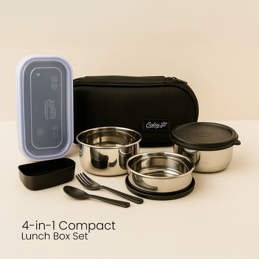 Compact 4-in-1 Stainless Steel Lunch Box Set - Image 3