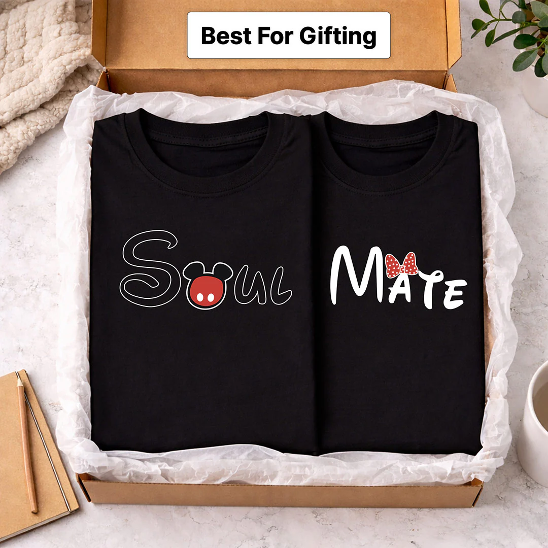 Couple Matching T-Shirts – “Soul Mate” Printed Cotton Tees for Couples - Image 4